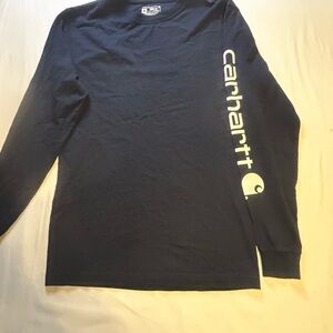 Carhartt Loose Fit Logo Long Sleeve Shirt XS Navy – Workwear Streetw